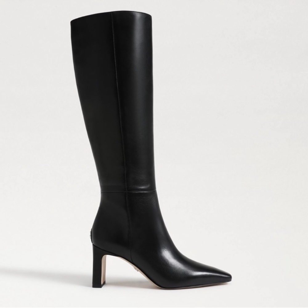 Wide calf Sylvia Sam Edelman Black Heel Boots 8m - Picture 5 of 11